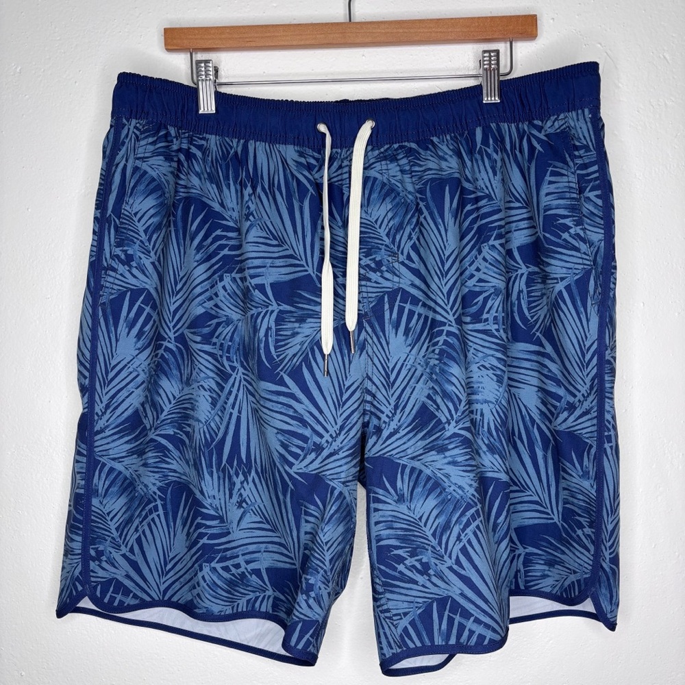 Fair Harbor Blue Palm Print Lined Swim Trunks Size 3X EUC